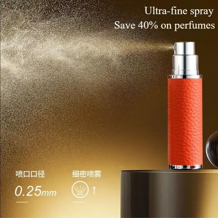 Atomiseur de parfum portable en cuir véritable rechargeable avec bouchon en silicone pour femmes et hommes pour toutes les occasions de voyage et de vie quotidienne