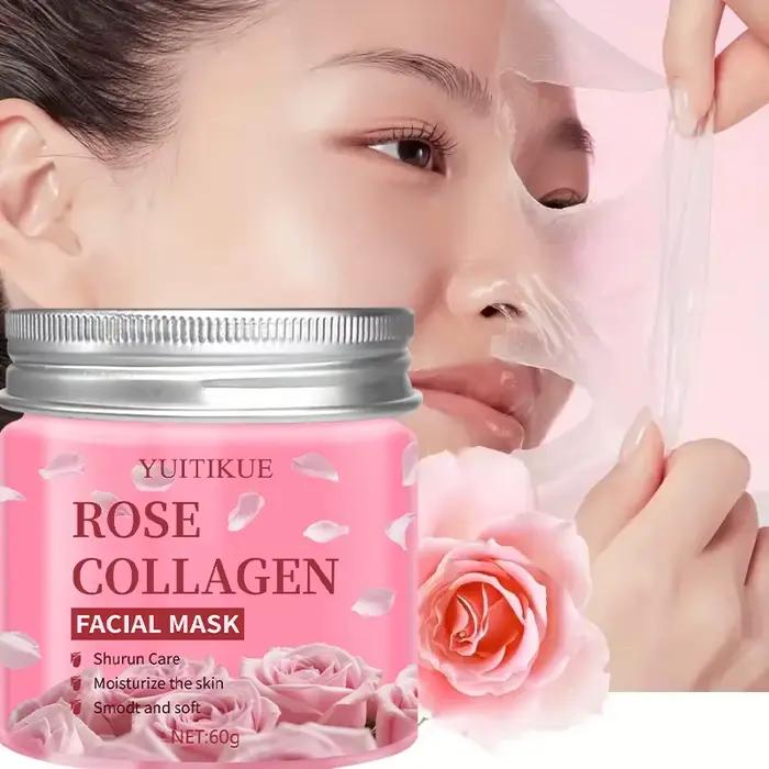 Masque facial au collagène rose pour la réparation nocturne