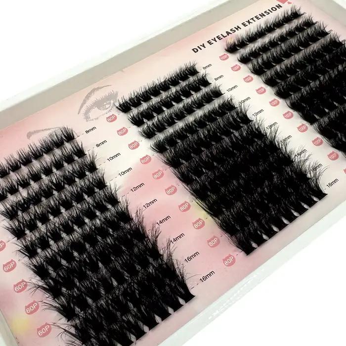Nouveau greffage 3D 10 rangées 60P + 80P + 100P auto-greffage bricolage emballage de grappe mixte maquillage de vison