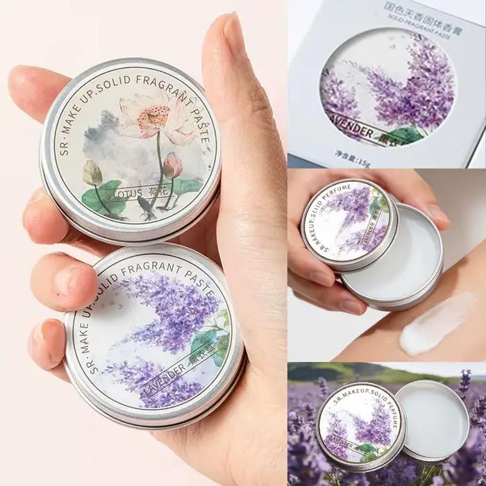 Parfum solide longue durée pour âmes romantiques, pour les femmes en rendez-vous. Baume solide floral exquis : Jasmin, Lavande, Gardénia, Rose.
