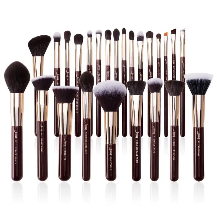 Jessup pinceaux de maquillage ensemble professionnel naturel-synthétique cheveux pinceau