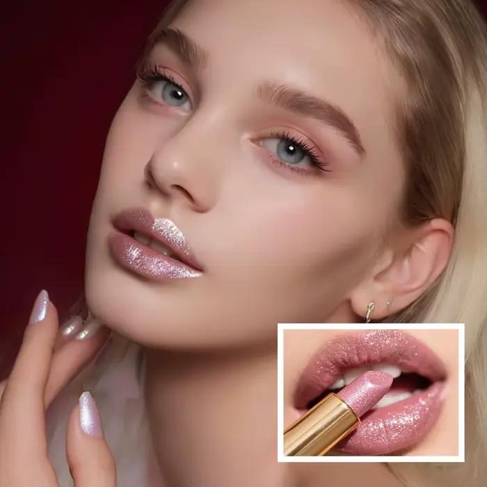 Gloss à lèvres nacré scintillant, facile à appliquer, waterproof, non collant, longue tenue et brillant
