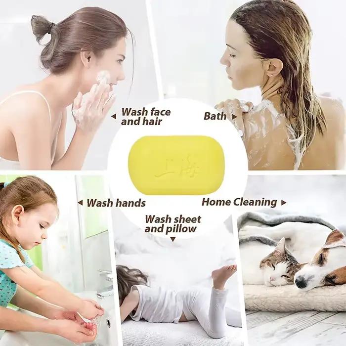 Savon au soufre de Shanghai : Nettoyage en profondeur, Rafraîchissement doux, Nourrit la peau, Contrôle du sébum, Savon nettoyant pour le visage et le corps