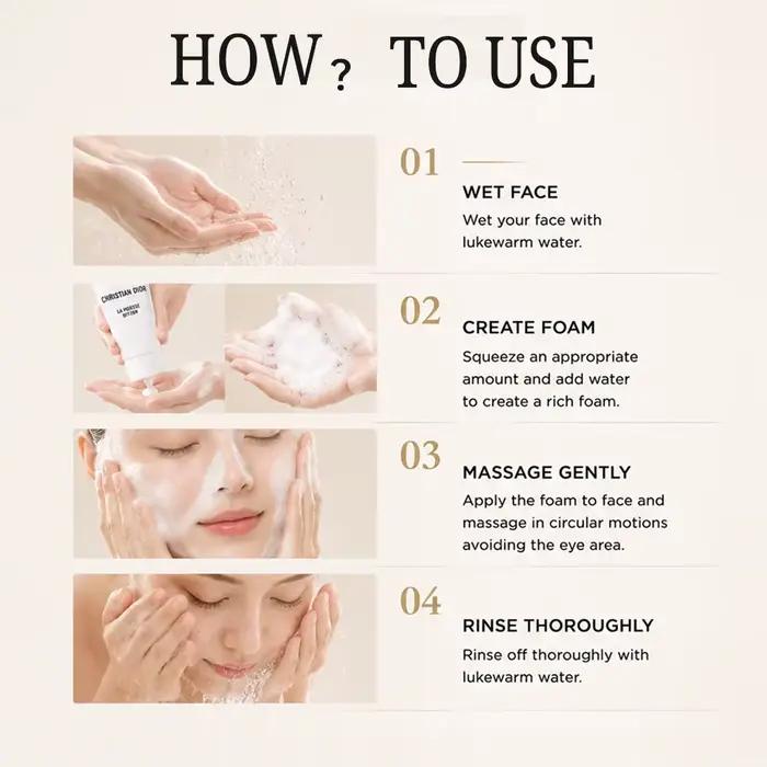 Christian Dior La Mousse Nettoyant Moussant Lys Blanc Niacinamide Moussant 5ml Format Mini Voyage Raffinant Adoucissant Apaisant