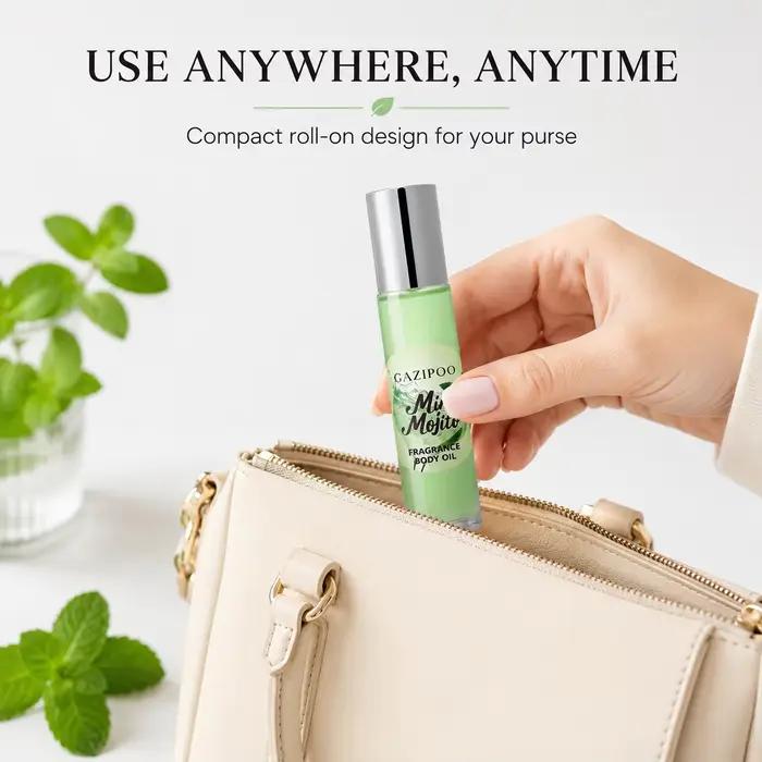 Huile Corporelle Parfumée Menthe Mojito 10ml - Huile Parfumée Fraîche et Subtile, Eau de Toilette Originale pour Voyage ou Rendez-vous, Utilisation en Salle de Bain