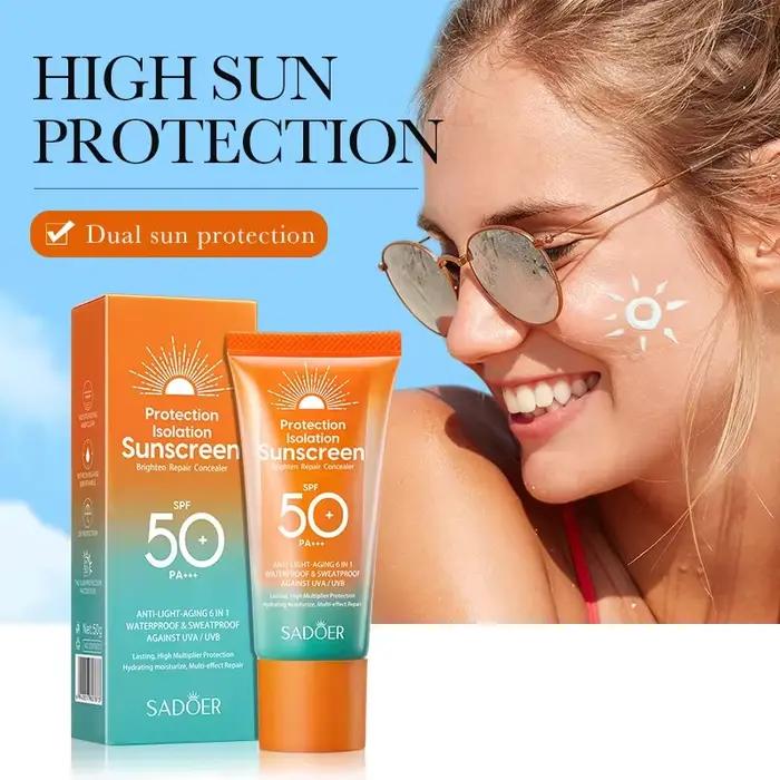 Crème solaire pour le visage et le corps, imperméable, SPF 50 + UV, crème solaire protectrice pour la peau, crème protectrice anti-soleil pour la peau du visage et du corps
