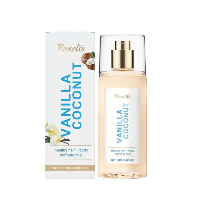 Spray parfumé pour le corps à la vanille et à la noix de coco, parfum longue durée, exsudant un char