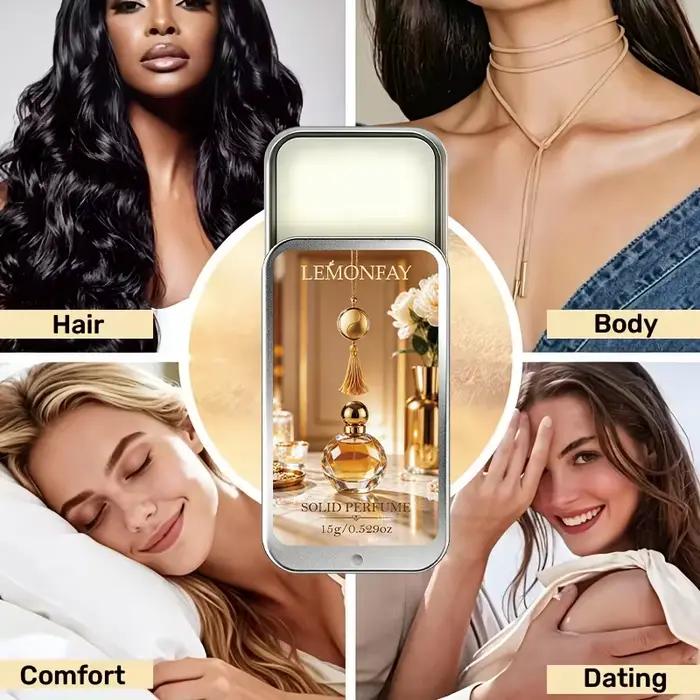 Baume de parfum solide pour femmes, parfum floral élégant, longue durée, parfum solide portable, soin corporel pour femmes, idéal pour les rendez-vous et les soirées.