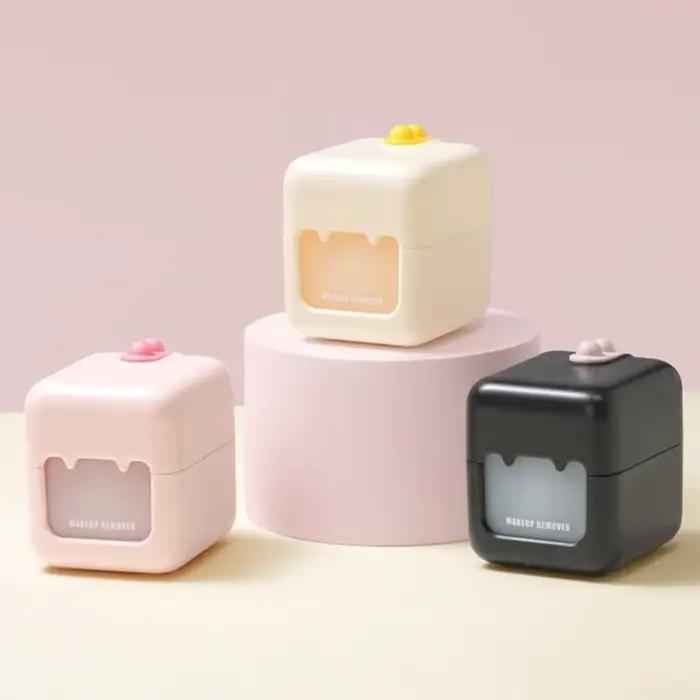 Étui de voyage portable pour démaquillant, de poche, avec couvercle rabattable, ensemble 2-en-1 pour nettoyer et démaquiller, étanche et anti-fuite.