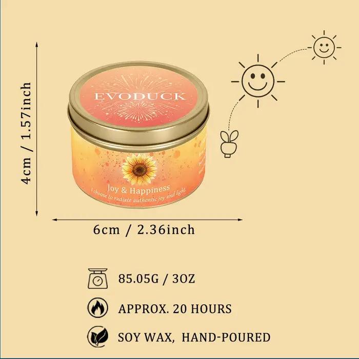 Bougie parfumée cristal d'orange douce et de citron, joie, bonheur, aromathérapie, énergie positive, décoration de chambre, cadeau pour elle, ensemble en boîte de 3 oz