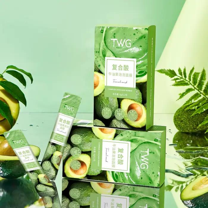 Ensemble de 12 masques faciaux à la bulle d'avocat - Nettoyage en profondeur et hydratation avec de la glycérine