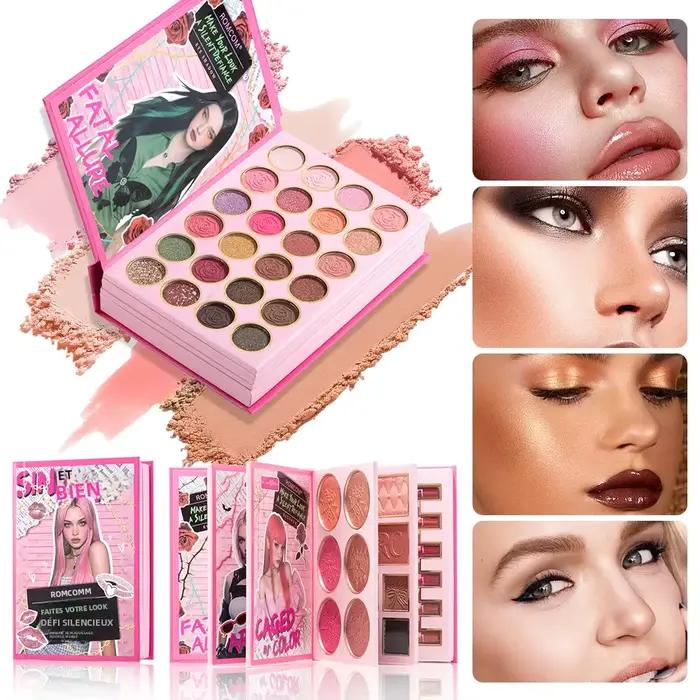 Palette de maquillage de 5 pages avec 70 couleurs : 48 fards à paupières mats et scintillants