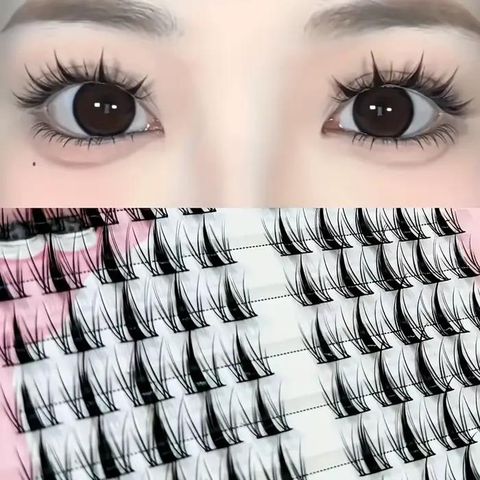 Kit de Faux Cils avec Adhésif et Scellant, Exquis, Noir, Anime, Naturel, ociamique, DIY, Longueur 10