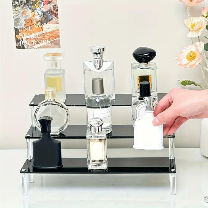 Présentoir multifonctionnel pour parfum, 1 pièce, organisateur de bureau en acrylique noir/Transparent pour cosmétiques et Bracelets, idéal pour