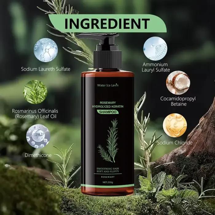 Shampoo à la kératine hydrolysée et au romarin - Frais et non gras