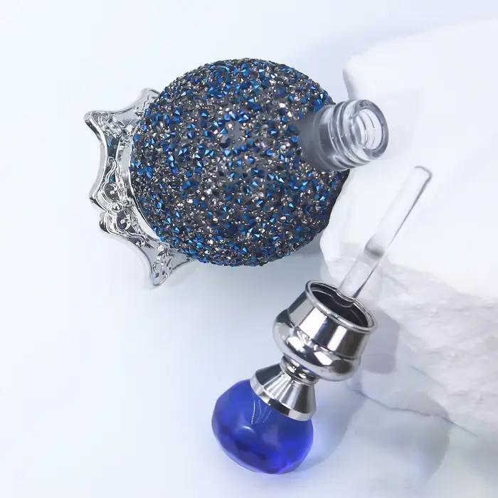 Bouteille de carafe de parfum de 15ml, bouteille de parfum de luxe avec décoration de strass scintillants, bouteille distributrice d'huile essentielle compte-gouttes