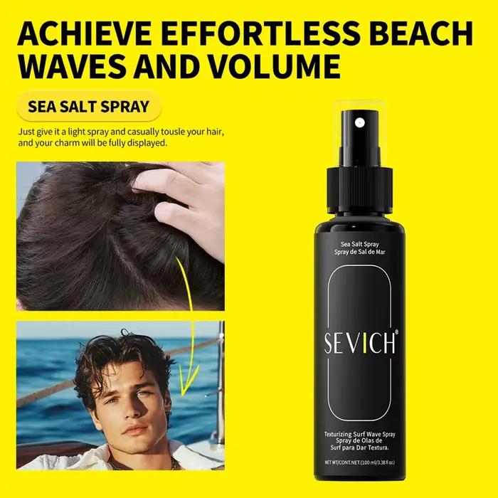 Spray de sel de mer naturel pour hommes brume capillaire volumateur boucles ondulées finition mate décontractée coiffure plage occasions spéciales