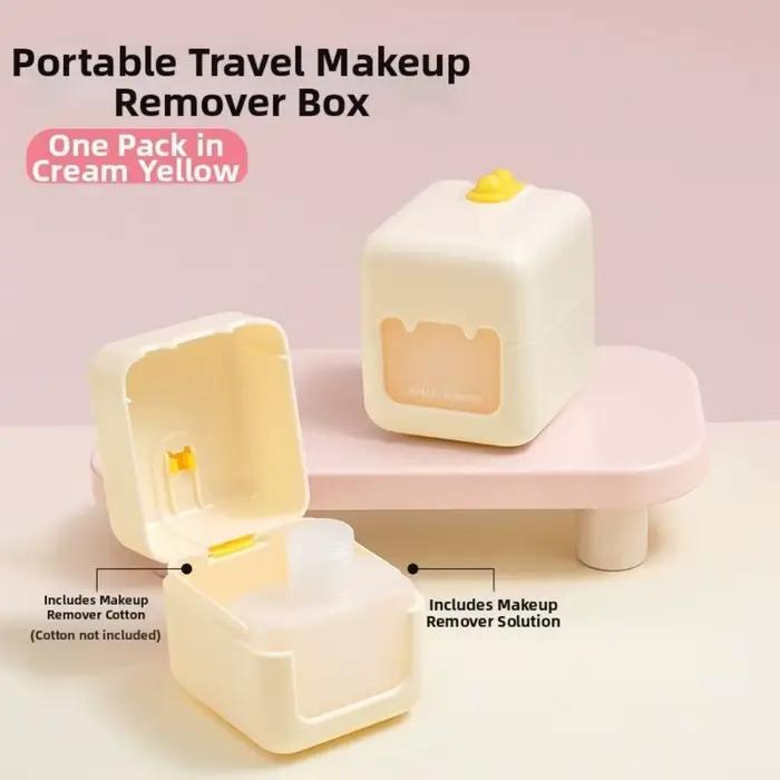 Étui de voyage portable pour démaquillant, de poche, avec couvercle rabattable, ensemble 2-en-1 pour nettoyer et démaquiller, étanche et anti-fuite.