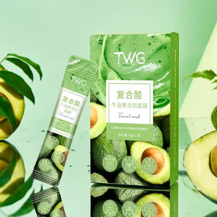 Ensemble de 12 masques faciaux à la bulle d'avocat - Nettoyage en profondeur et hydratation avec de la glycérine