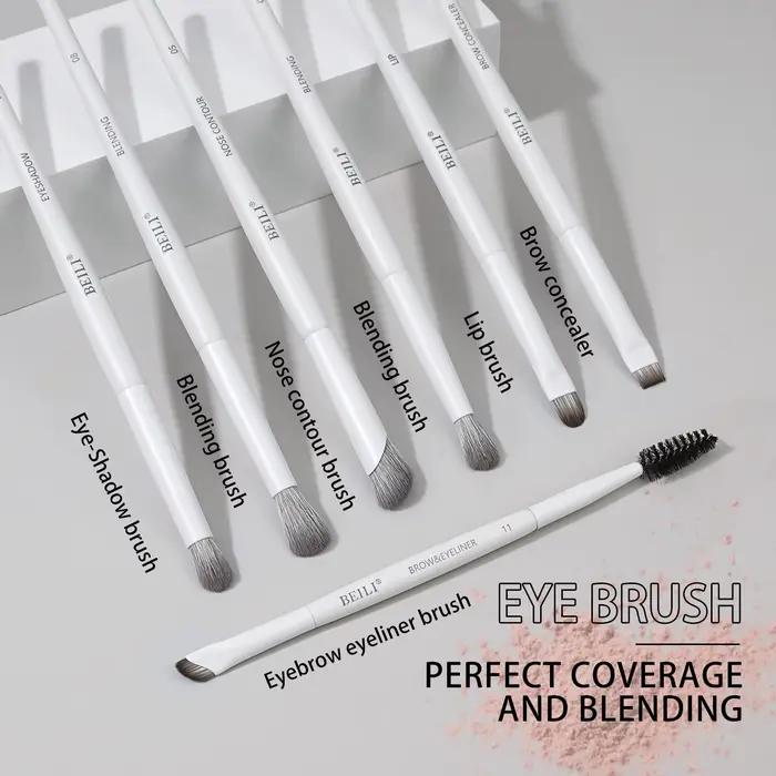 BEILI – ensemble de pinceaux de maquillage professionnels végétaliens, 12 pièces, maïs, bambou, soie