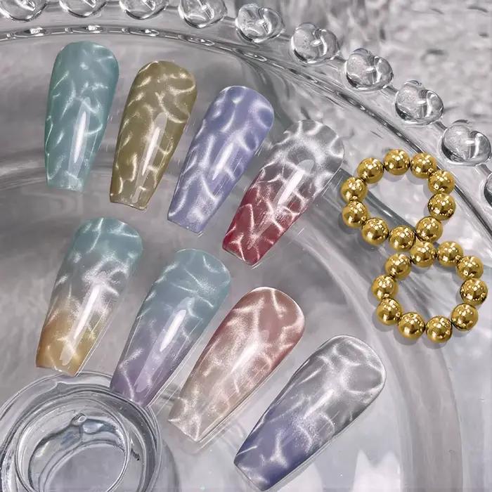 10 pièces/20 pièces ondulation de l'eau oeil de chat perles de Gel magnétique multifonctionnel Nail