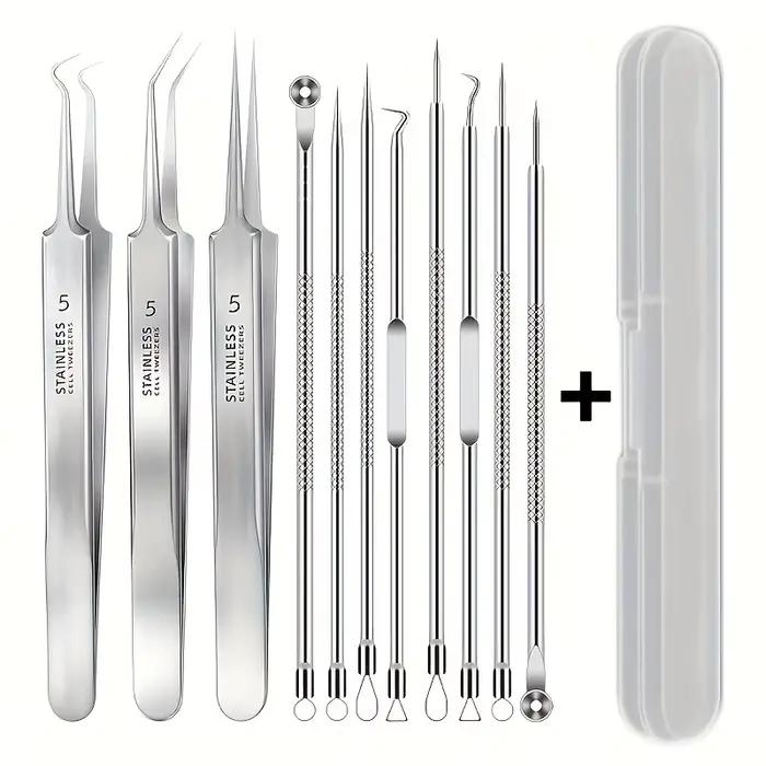 3/5/8 Pcs Pinces ultra-fines pour l'acné, extracteur de points noirs, aiguille à acné, nettoyant facial pour la peau
