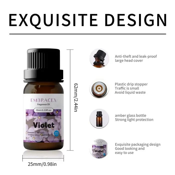 Huile essentielle de violette 10 ml, naturelle, à base de plantes, pour la relaxation et le soulagement du stress, huile de massage corporel, parfum de fleurs, cadeaux