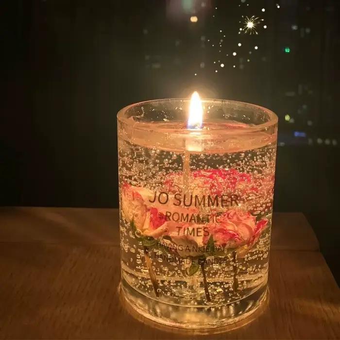 Bougie parfumée en cire de gelée de vrais fleurs