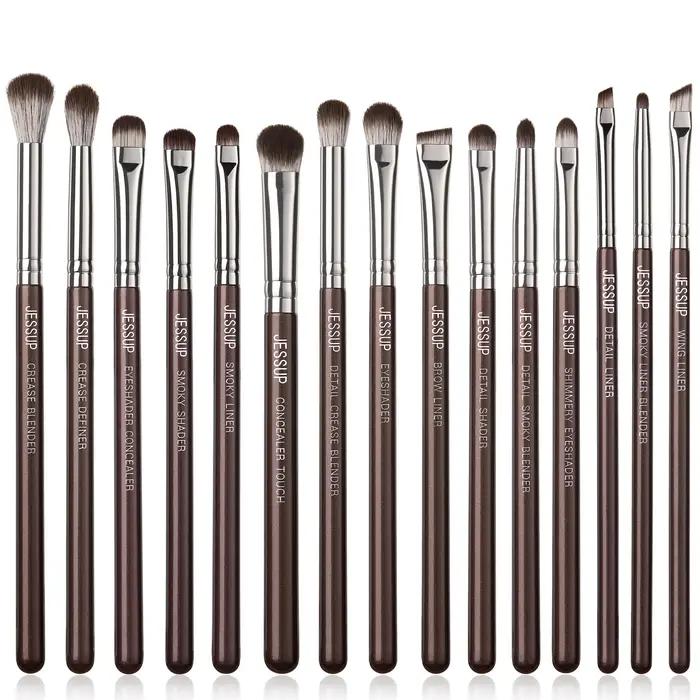 Jessup pinceaux de maquillage ensemble 15/25 pièces Premium synthétique marron