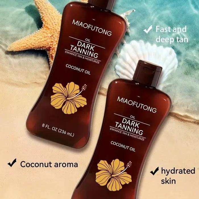 Huile Accélératrice de Bronzage à la Noix de Coco 236ml, Lotion Bronzante Hydratante pour le Corps, Accélérateur de Bronzage Léger pour la Plage et l'Extérieur