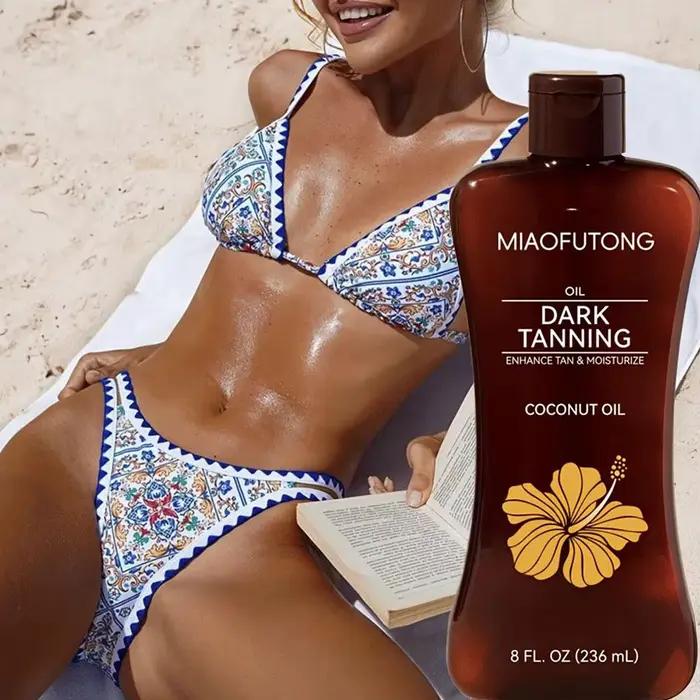 Huile Accélératrice de Bronzage à la Noix de Coco 236ml, Lotion Bronzante Hydratante pour le Corps, Accélérateur de Bronzage Léger pour la Plage et l'Extérieur
