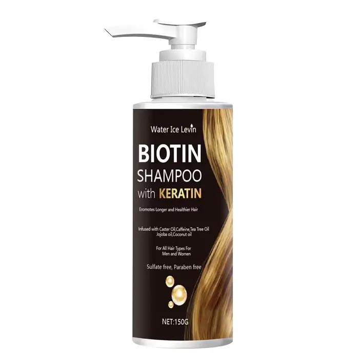 Shampoing à la biotine et à la kératine Water Ice Levin, sans sulfate/paraben, avec huiles nourrissa