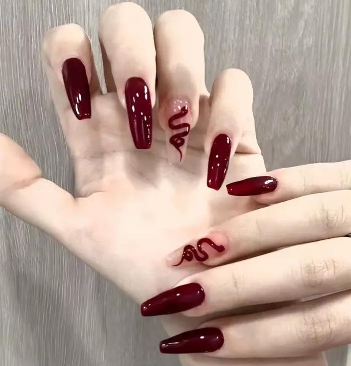 Faux ongles de ballerine française dégradés, ongles de cercueil moyens imperméables, presse sur N64.