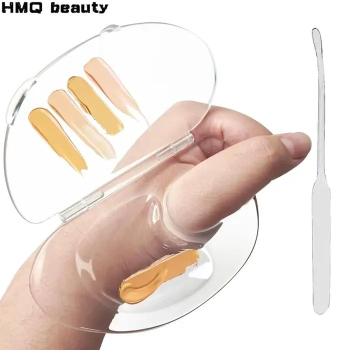 Kit de Palette de mélange de maquillage, plateau de mélange de maquillage en acrylique avec spatule, fond de teint liquide pliable, plateau de mélange de couleurs, outil cosmétique 2 pièces