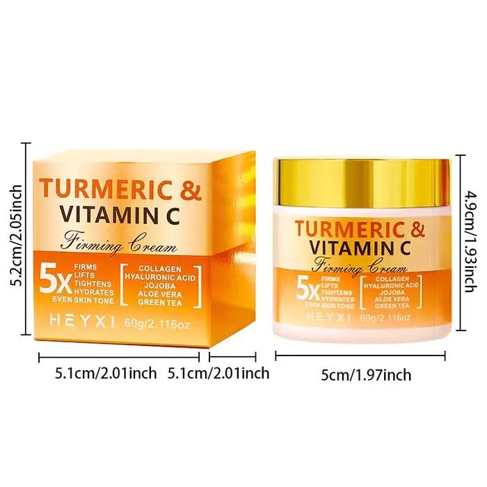 Crème raffermissante pour le visage au curcuma et à la vitamine C, hydratante et nourrissante, reconstituant l'eau, idéale pour les soins du visage
