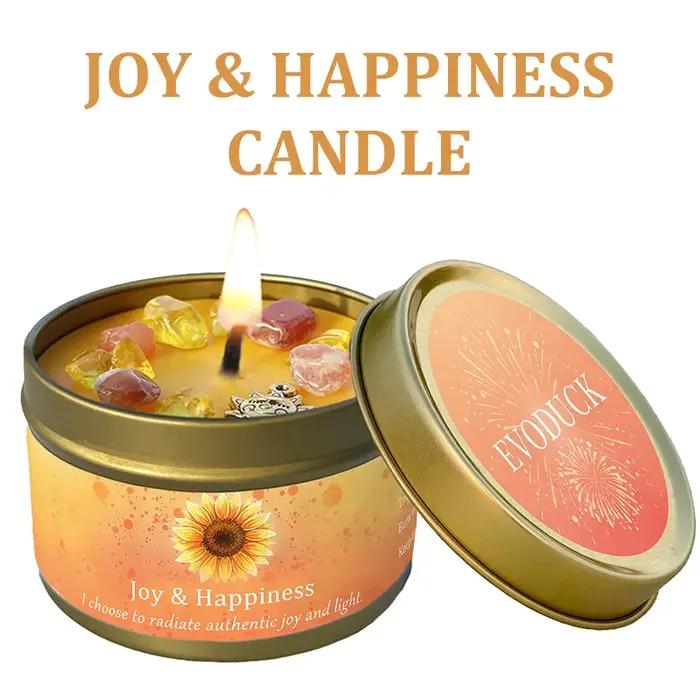 Bougie parfumée cristal d'orange douce et de citron, joie, bonheur, aromathérapie, énergie positive,