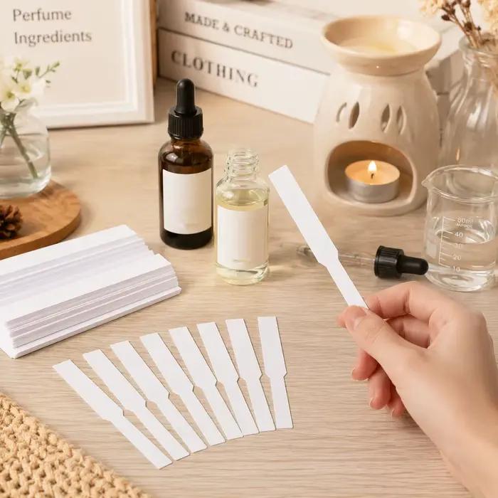 Bandes de test de parfum 100/200 pièces – Bâtonnets en papier pour échantillons de parfum, échantillonnage d'huiles essentielles, évaluation des arômes TMZ