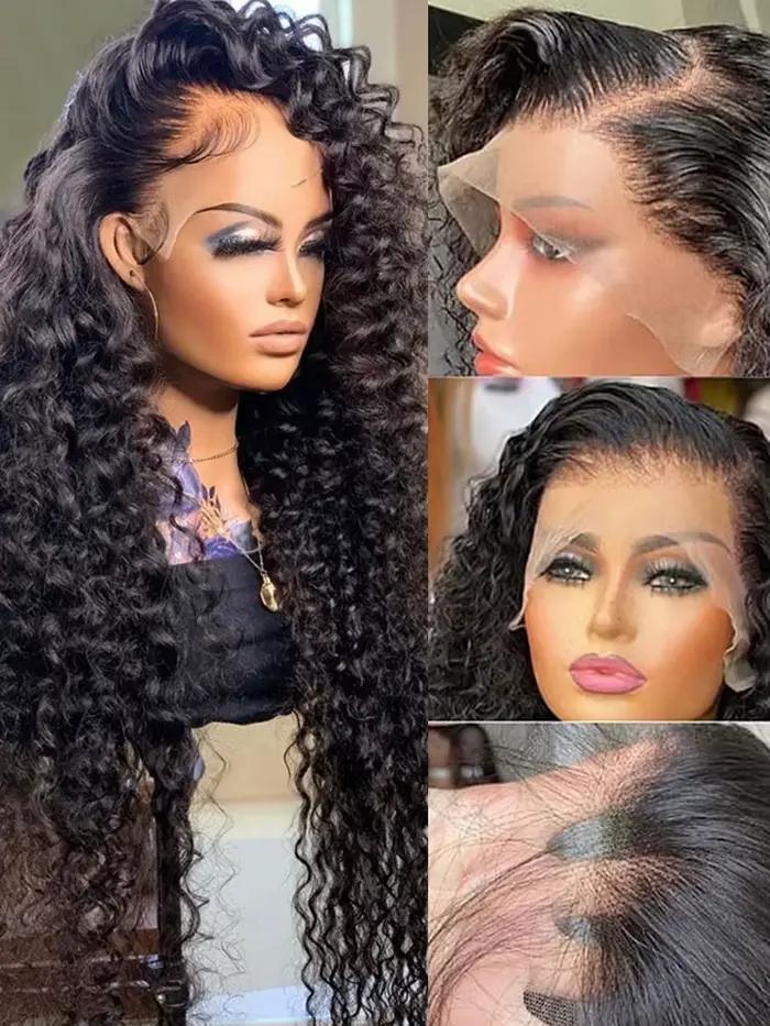 Perruques Lace Front HD Transparentes 13x4 13x6 360 à Densité Réelle 250% – Perruques Frontales en Dentelle Ondulée Profonde, Ondulées Effet Eau, Bouclées, Cheveux Humains ≥98%