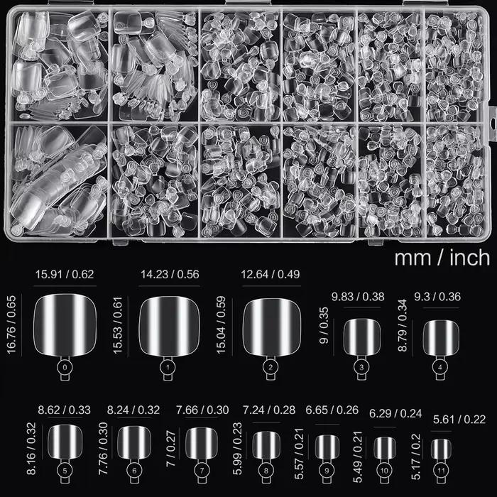 120/240/600 pièces pointes d'ongle en Gel souple clair faux ongles carrés courts artificiels couvert