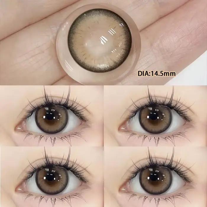 2 pièces lentilles de Contact de couleur de haute qualité pour les yeux avec dioptrie yeux de myopie lentille bleue douce beauté élève utilisation annuelle expédition rapide