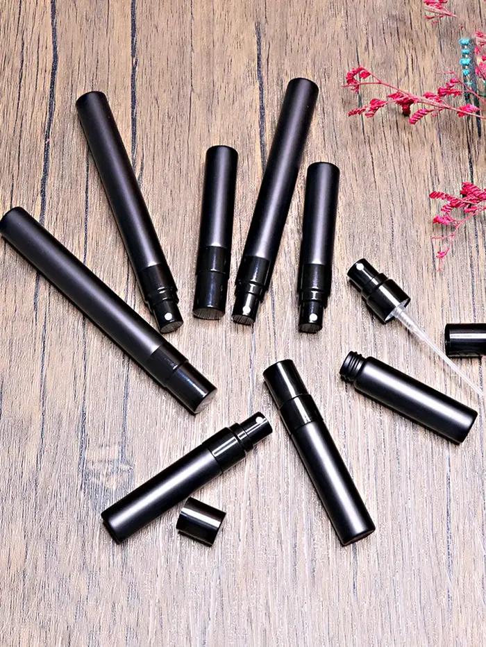32/56 pièces, flacon de parfum noir givré de 10/5 ml avec 6 outils, flacon pulvérisateur rechargeable portable, format voyage, flacon d'échantillon en verre,