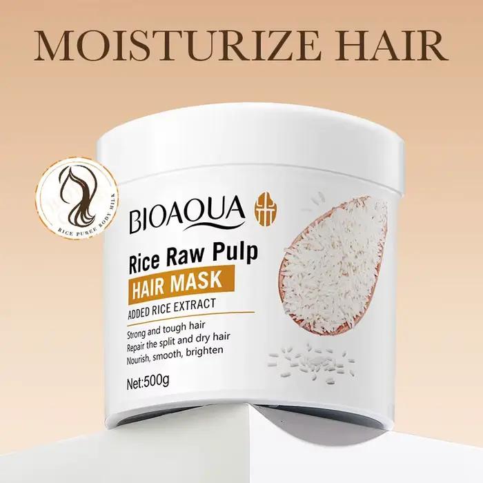 Masque capillaire au plasma de riz bioaoua pour cheveux crépus et endommagés soin hydratant réparation rapide doux brillant lissant