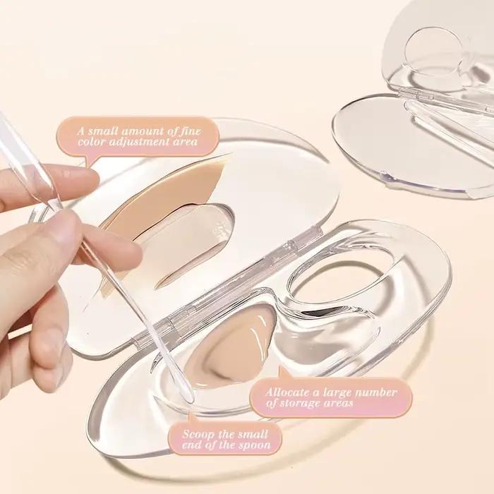 Kit de Palette de mélange de maquillage, plateau de mélange de maquillage en acrylique avec spatule, fond de teint liquide pliable, plateau de mélange de couleurs, outil cosmétique 2 pièces