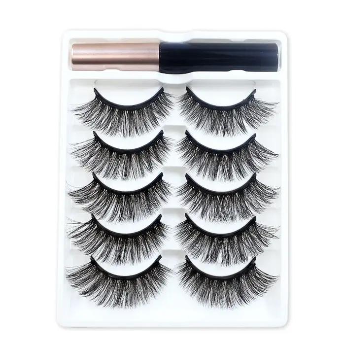 REDSIREN 5 paires de cils magnétiques avec Eyeliner