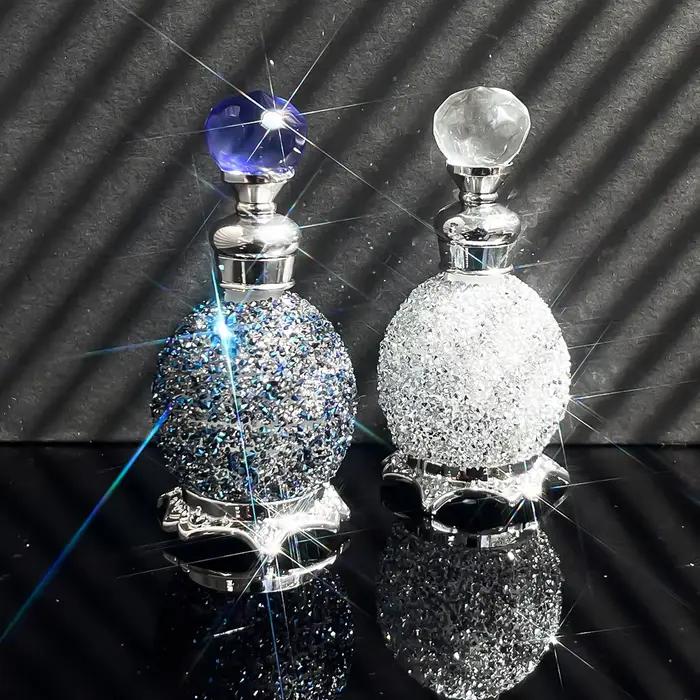 Bouteille de carafe de parfum de 15ml, bouteille de parfum de luxe avec décoration de strass scintillants, bouteille distributrice d'huile essentielle compte-gouttes