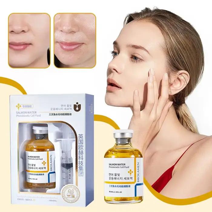 Essence de rajeunissement de la peau, sérum coréen anti-rides au saumon, renforce la fonction de barrière cutanée, hydratation continue 24 heures, soins de doigt
