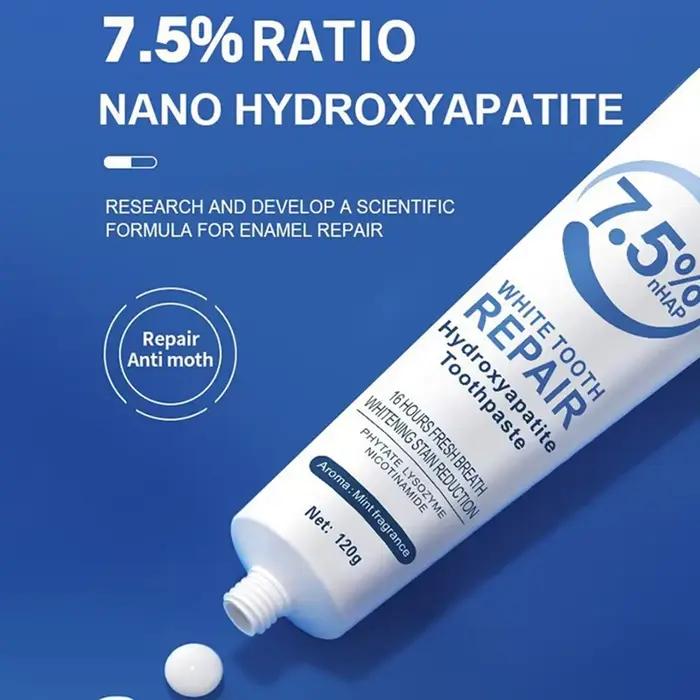 Dentifrice blanchissant Hydroxyapatite, 120g, protège la santé des gencives, élimine les taches de Plaque dentaire fraîche, mauvaise haleine, nettoyage en profondeur, éclaircissant 