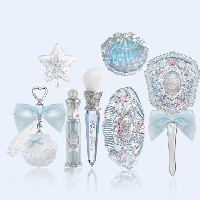 Coffret Maquillage Flower Knows Mermaid Glow Fard à Paupières Gloss Blush Série Perle Coquillage Nou