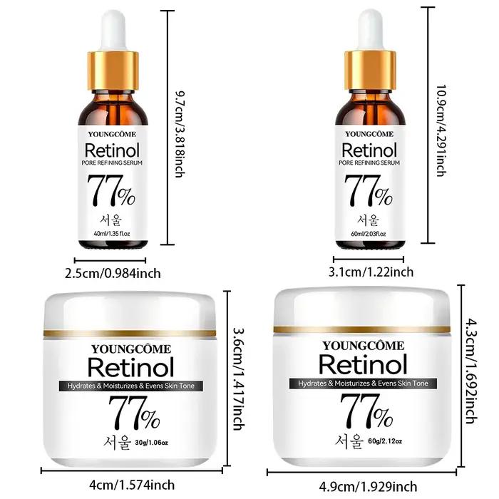 Ensemble de crème sérum pour le visage raffermissant au rétinol, Anti-âge, élimination des rides, ridules, réparation, blanchiment de la peau, éclaircissant, hydratant