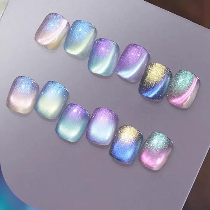 TC 10ML Aurora nuit cristal oeil de chat Gel Internet rouge presse sur les ongles glace Transparent
